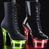 Pleaser | Flashdance-1020-7, Lite-Up Platform Lace-up Ankle Boots -PL Boots Shop Flashdance 1020 7 33325.1640121915
