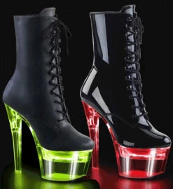 Pleaser | Flashdance-1020-7, Lite-Up Platform Lace-up Ankle Boots