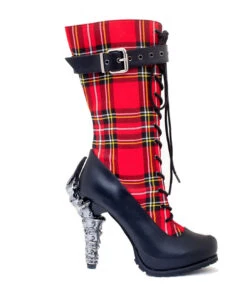 Hades | CORINNE, Steampunk Plaid Mid-calf Ankle Boots