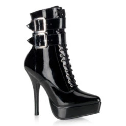 Devious | INDULGE-1026, Lace-up Ankle Boots With Buckles