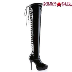 Devious | INDULGE-3063, Thigh High Boots D-Rings Lace Up -PL Boots Shop INDULGE 3063 B13 69436.1568185152