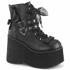KERA-55, 4.5 Inch Platform Ankle Boots With Hearts Eyeletted