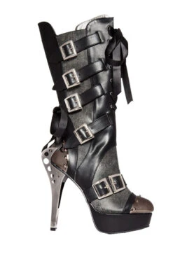 LIV | SteamPunk Metal Heel Mid Calf Boots