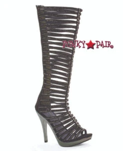 Ellie Shoes | M-Stella 5 Inch Heel Straps Boots W/Rhinestones -PL Boots Shop M Stella blk 59469.1537654299