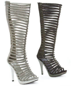 Ellie Shoes | M-Stella 5 Inch Heel Straps Boots W/Rhinestones