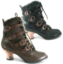 Women's SteamPunk Low Heel Victorian Ankle Boots | Hades NEPHELLE