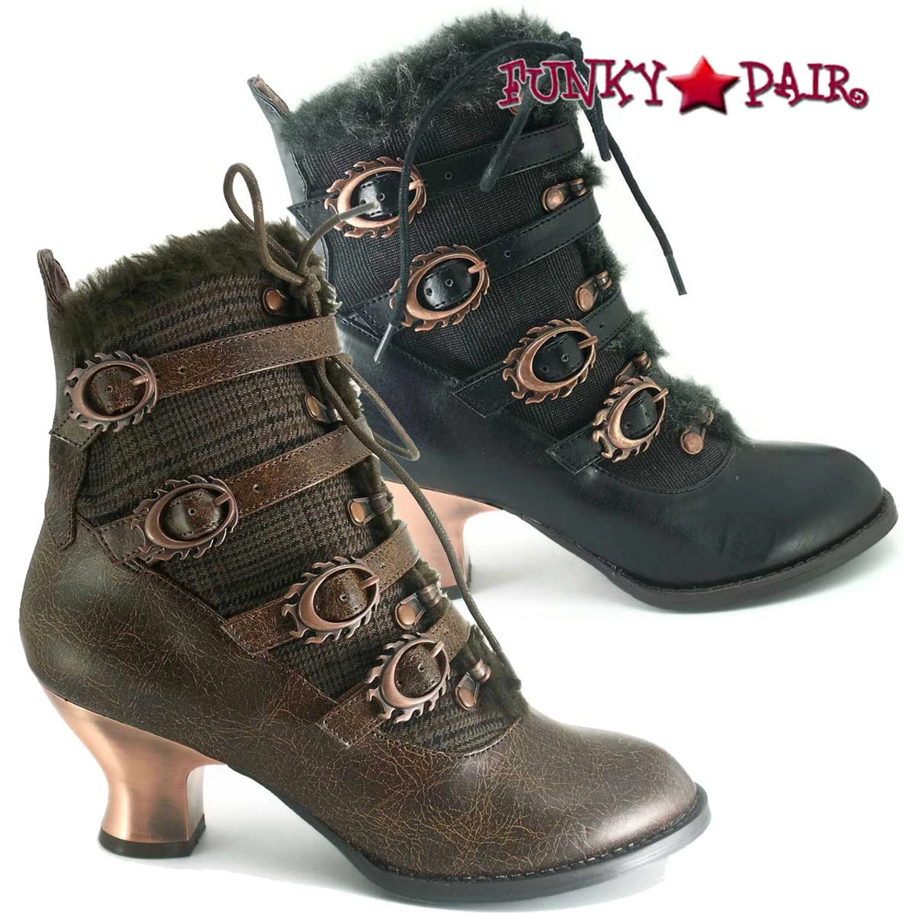 Women's SteamPunk Low Heel Victorian Ankle Boots | Hades NEPHELLE 4 Women's SteamPunk Low Heel Victorian Ankle Boots | Hades NEPHELLE - Image 2