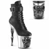 PLEASER RAPTURE-1020STR-02, Ankle Boots With Skull Sculpted Platform -PL Boots Shop RAPTURE 1020STR 02 47445.1661574770