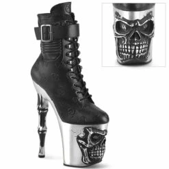 PLEASER RAPTURE-1020STR-02, Ankle Boots With Skull Sculpted Platform
