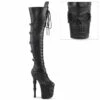 PLEASER RAPTURE-3045, Bone Heels With Skull Sculpted Platform Thigh High Boots