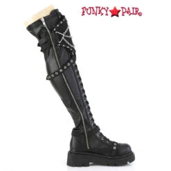RENEGADE-320, Lace-up Over The Knee Boots With Chain Detail -PL Boots Shop RENEGADE 320 BVL13 FP 81377.1710343799