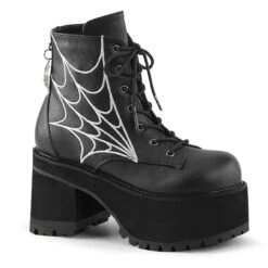 Demonia | Ranger-105 Women's Block Heel Platform Boots With Web Design