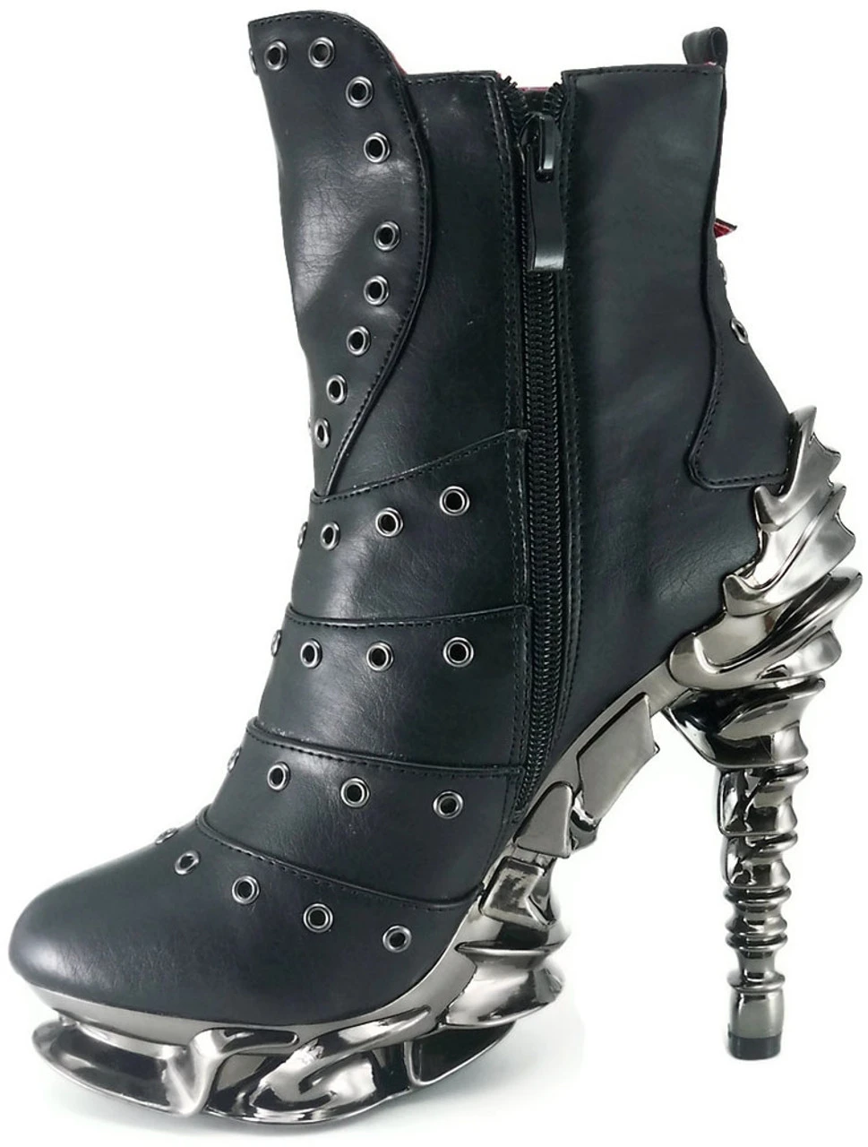 Women's SteamPunk Spinal Heel Ankle Boots | Hades Raven 4 Women's SteamPunk Spinal Heel Ankle Boots | Hades Raven - Image 2