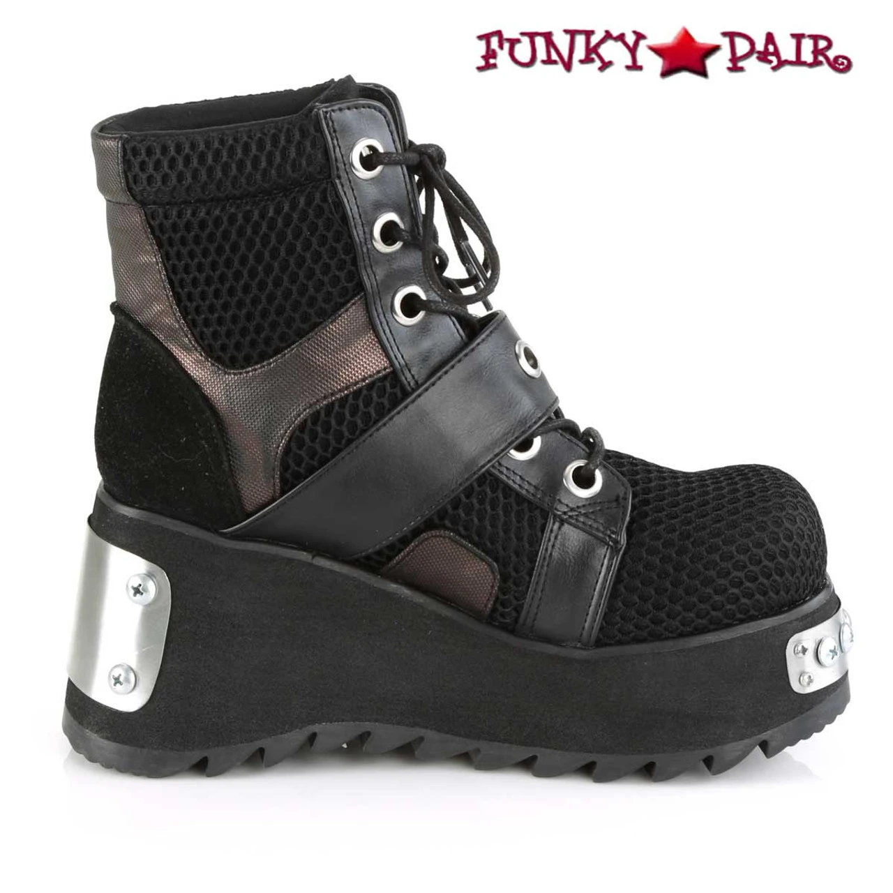Demonia | Scene-53 Women's Metal Plated Punk Platform Ankle Boots 4 Demonia | Scene-53 Women's Metal Plated Punk Platform Ankle Boots - Image 2