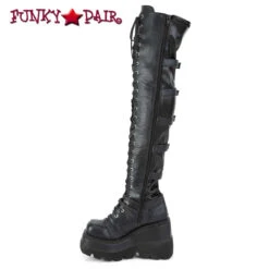 Demonia | SHAKER-350 Wedge Thigh High Lace-up Platform Boots -PL Boots Shop SHAKER 350 Zipper Side View 85914.1608747420