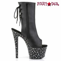 Pleaser | Stardance-1018-7, Open Toe Ankle Boots With Rhinestones Platform -PL Boots Shop STARDANCE 1018 7 BPU M13 85679.1571292608