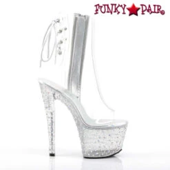 Pleaser | Stardance-1018C-7, Clear Ankle Boots With Rhinestones Platform -PL Boots Shop STARDANCE 1018C 7 C M13 66290.1564629933