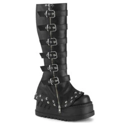 STOMP-223, Wedge Bell Bottom Knee High Boots