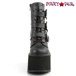 Demonia | Swing-103 Women's Goth Triple Bat Buckles Wedge Platform Ankle Boots -PL Boots Shop SWING 103 BVL01 33306.1615440527