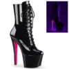PLEASER Sky-1020TT, Black Light Sensitive Tow Tone Ankle Boots -PL Boots Shop Sky 1020TT 75008.1711205149