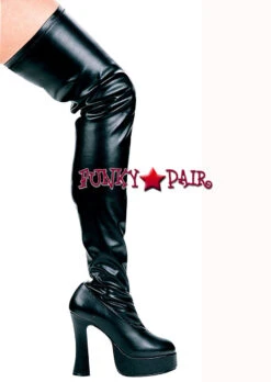 Thrill 5" Chunky Heel Stretch Thigh High Boots By Ellie -PL Boots Shop THRILL blkp 28233.1665592719