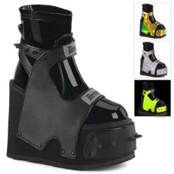 TRANSFORMER-808, Wedge Platform Ankle Boots With Reflective Panels