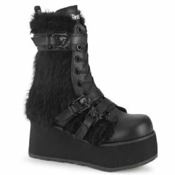 TRASHVILLE-218, Fur Panel Mid-Calf Boots
