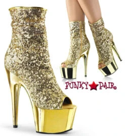 Pleaser | Adore-1008SQ, 7 Inch Exotic Dancer Chrome Platform Ankle Boots -PL Boots Shop adore 1008sq gch 26364.1530005395.1200 08662.1565049105
