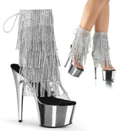 Pleaser | Adore-1017RSF, 7 Inch Exotic Dancer Fringe Ankle Boots -PL Boots Shop adore 1017rsf csch 76169.1643627184