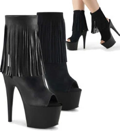 Pleaser | Adore-1019, 7 Inch Stiletto Fringe Ankle Boots