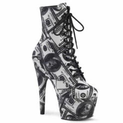 Pleaser | Adore-1020DP, Dollar Print Ankle Boots