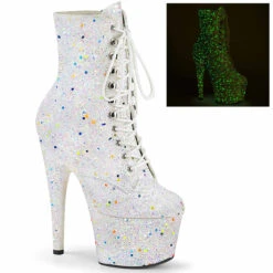 Pleaser | Adore-1020GDLG, 7" Ankle Boots With Backlight Reactive Light Glitters -PL Boots Shop adore 1020gdlg wg 14443.1609359698