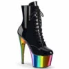 PLEASER ADORE-1020RC, 7" Rainbow Chrome Platform Boots CLEARANCE -PL Boots Shop adore 1020rc brbowch 23729.1630954492