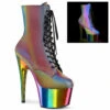 PLEASER CLEARANCE Adore-1020RC-REFL, 7" Rainbow Reflective Ankle Boots -PL Boots Shop adore 1020rc refl 84537.1630955085