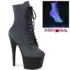 Pleaser | Adore-1020REFL, Lace-up Ankle Boots With Reflective Upper -PL Boots Shop adore 1020refl grnmcb 82818.1690826204