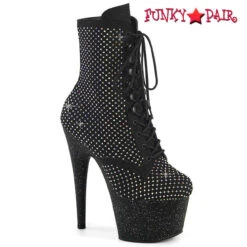 PLEASER ADORE-1020RM, Rhinestones Boots With Mesh Overlay -PL Boots Shop adore 1020rm bfsrs 56132.1710093364