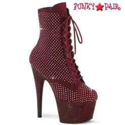 PLEASER ADORE-1020RM, Rhinestones Boots With Mesh Overlay -PL Boots Shop adore 1020rm byfsrs 57371.1710093358