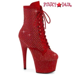 PLEASER ADORE-1020RM, Rhinestones Boots With Mesh Overlay -PL Boots Shop adore 1020rm rfsrs 40672.1710093354