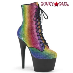 Pleaser | ADORE-1020RS, 7" Rhinestone Embellish Ankle Boots -PL Boots Shop adore 1020rs rbowrsb 25800.1686458820