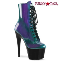 Pleaser | Adore-1020SHG, 7 Inch Ankle Hologram Platform Boots -PL Boots Shop adore 1020shg ppgrnb 64934.1586410590