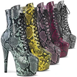 PLEASER ADORE-1020SPWR, Snake Print Ankle Boots CLEARANCE
