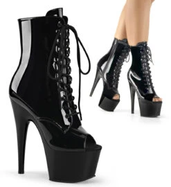 Pleaser | Adore-1021, 7 Inch Peep Toe Lace-up Ankle Boots -PL Boots Shop adore 1021 b 23506.1658772631