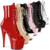 Pleaser | Adore-1021, 7 Inch Peep Toe Lace-up Ankle Boots -PL Boots Shop adore 1021 84744.1686457818