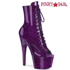 PLEASER ADORE-1021GP, Peep-Toe Glitter Ankle Boots -PL Boots Shop adore 1021gp ppg 20015.1710092159
