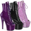 PLEASER ADORE-1021GP, Peep-Toe Glitter Ankle Boots