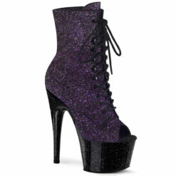 Pleaser | Adore-1021MG, Glitter Peep Toe Ankle Boots