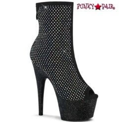 Pleaser | Adore-1031GM, Peep-Toe Ankle Boots With Rhinestones -PL Boots Shop adore 1031gm bfars 25261.1655826814