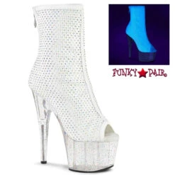 Pleaser | Adore-1031GM, Peep-Toe Ankle Boots With Rhinestones -PL Boots Shop adore 1031gm wfarsc 45775.1655826843