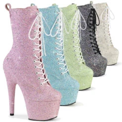 PLEASER ADORE-1040GR, 7" Glitter Ankle Boots