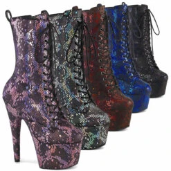 Pleaser | ADORE-1040SPF, 7" Snake Print Ankle Boots